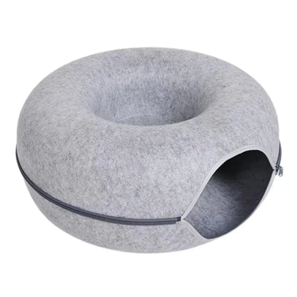 2-in-1 Felt Donut Cat Tunnel Bed
