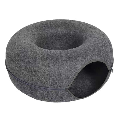 2-in-1 Felt Donut Cat Tunnel Bed